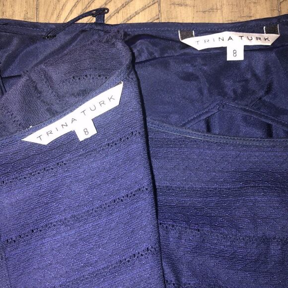 Trina Turk Navy Fringe Dress 👗 and Adjustable Slip. Perfectly designed set. 8 - Picture 11 of 14